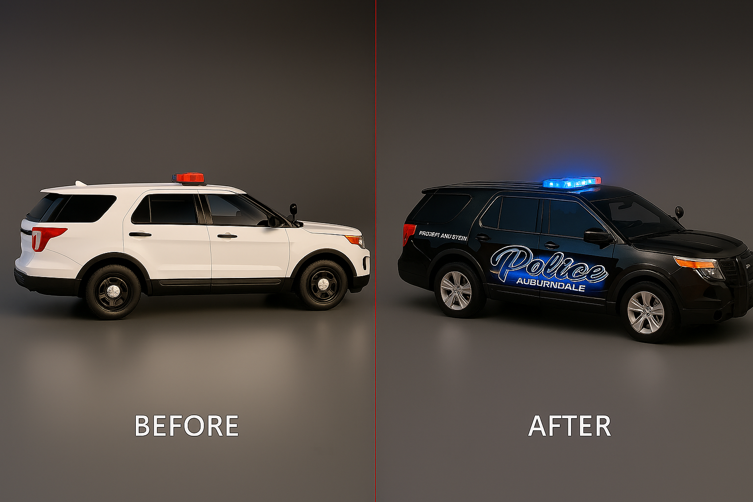Before/After Auburndale police SUV transformation