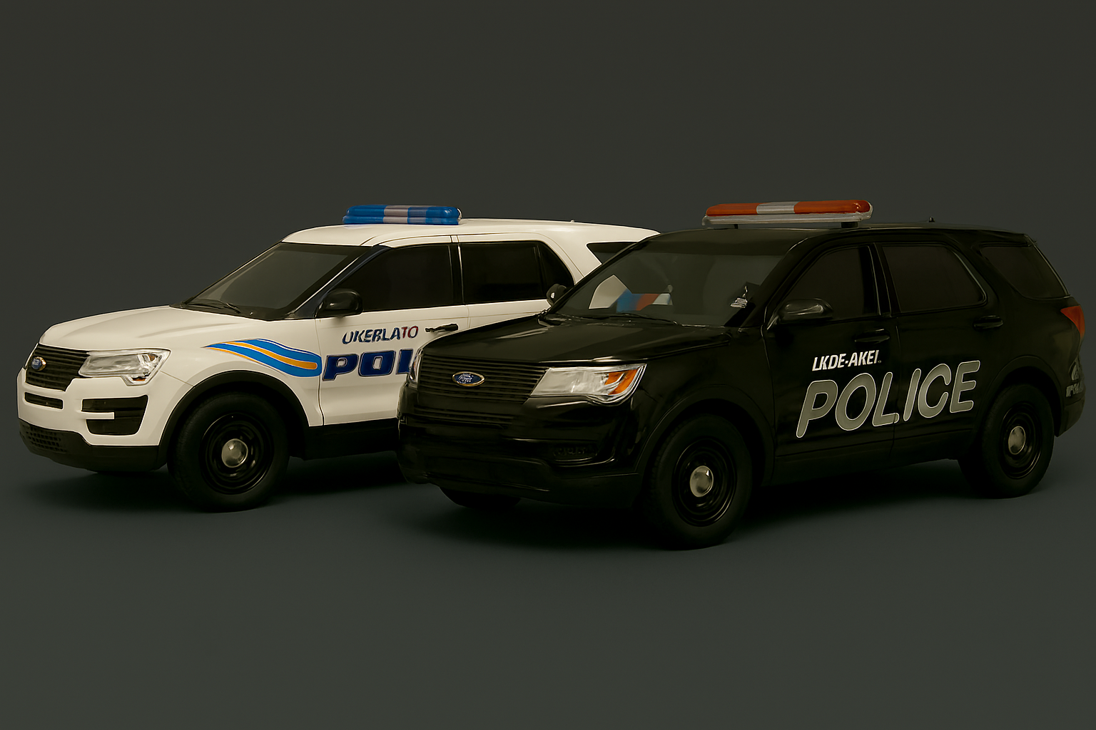 Two police SUVs die-cast models
